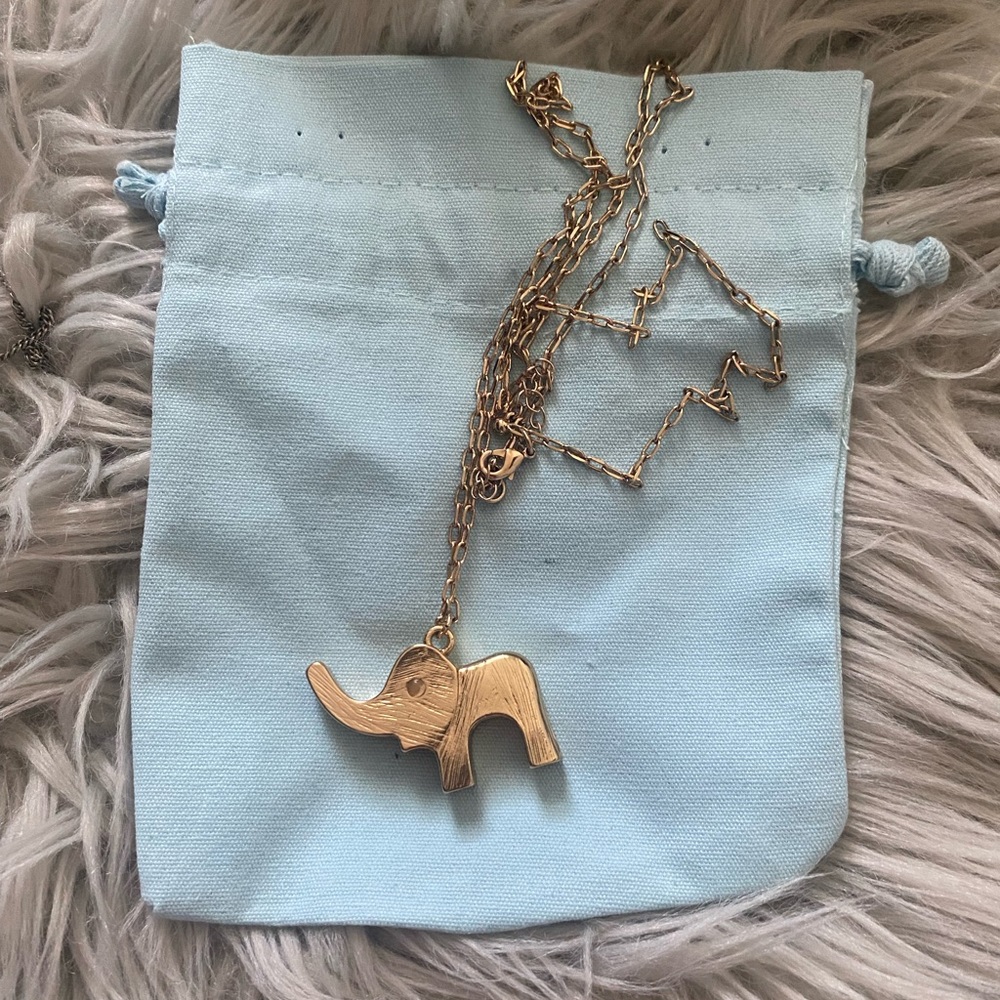 Long gold elephant necklace